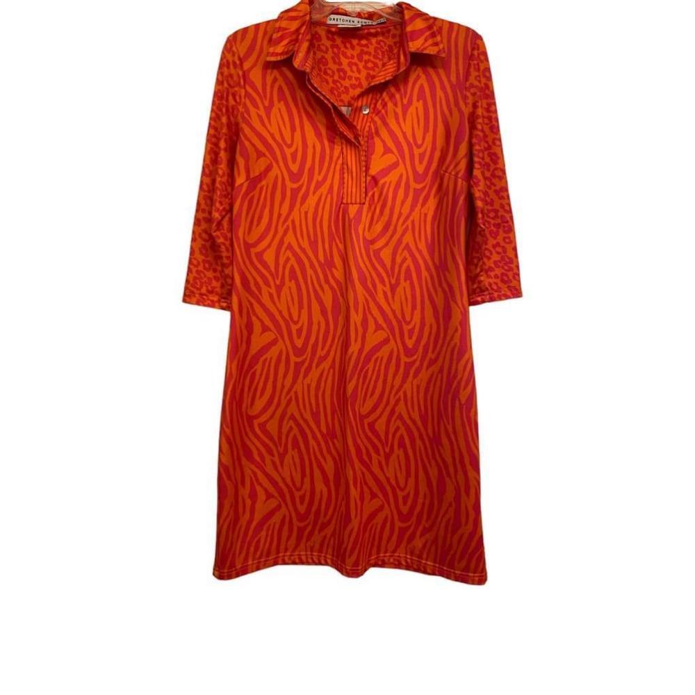 Women's Gretchen Scott Orange and Pink Zebra Print Dress Size S